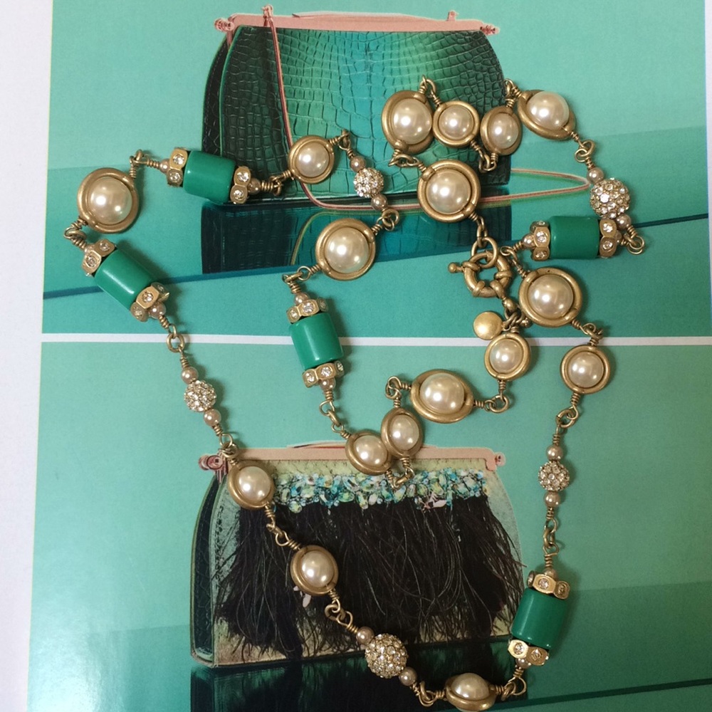 J.CREW  Pearl & Rhinestones Gold Necklace